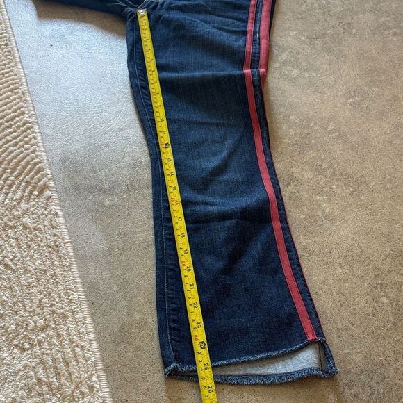 MOTHER Dark Blue Flare Jeans with Red Accents - Picture 12 of 13